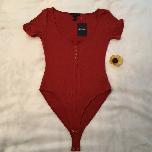 Forever 21 Tops - New W. Tags Dark Orange Forever 21 Body Suit
